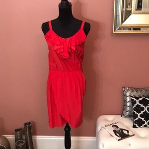 100% red silk dress
